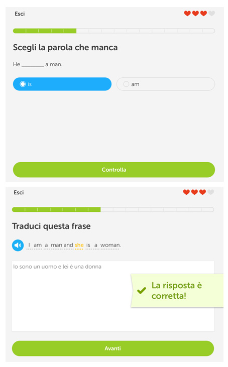 Duolingo iPad: esercizi