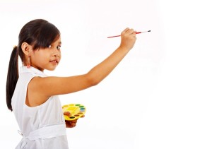 Girl Painting On A Blank Board